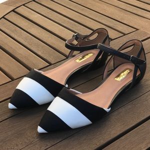 Nordstrom Halogen Black and White Striped Flats